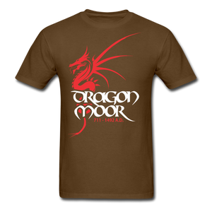 Dragon Moor Tee.. Red Dragon - Heather Black - brown