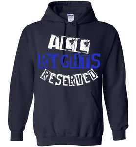 All Rights Reserved Hoodie Blue & White