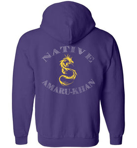 Native Amaru-Khan Zip Hoodie - Mayan Gold Dragon