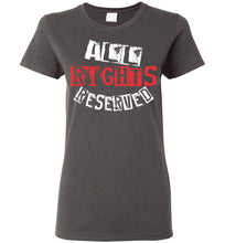 Load image into Gallery viewer, Women&#39;s All Rights Reserved Tee - Red &amp; White