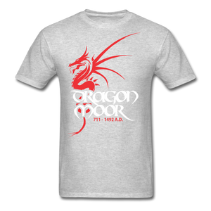 Dragon Moor Tee.. Red Dragon - Heather Black - heather gray
