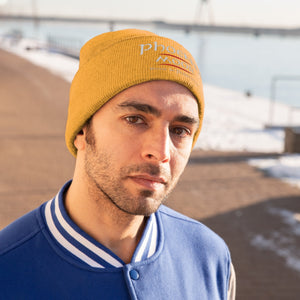 Embroidered Phoenix Moor Beanie - Red & White