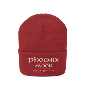 Embroidered Phoenix Moor Beanie - Red & White