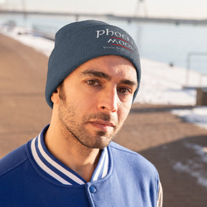 Embroidered Phoenix Moor Beanie - Red & White