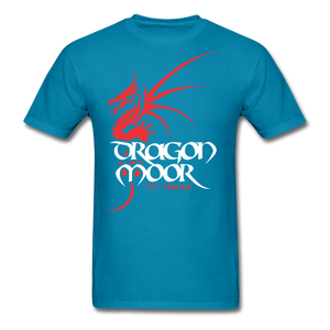 Dragon Moor Tee.. Red Dragon - Heather Black - turquoise