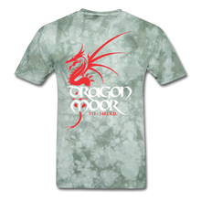 Load image into Gallery viewer, Dragon Moor Tee.. Red Dragon - Heather Black - military green tie dye